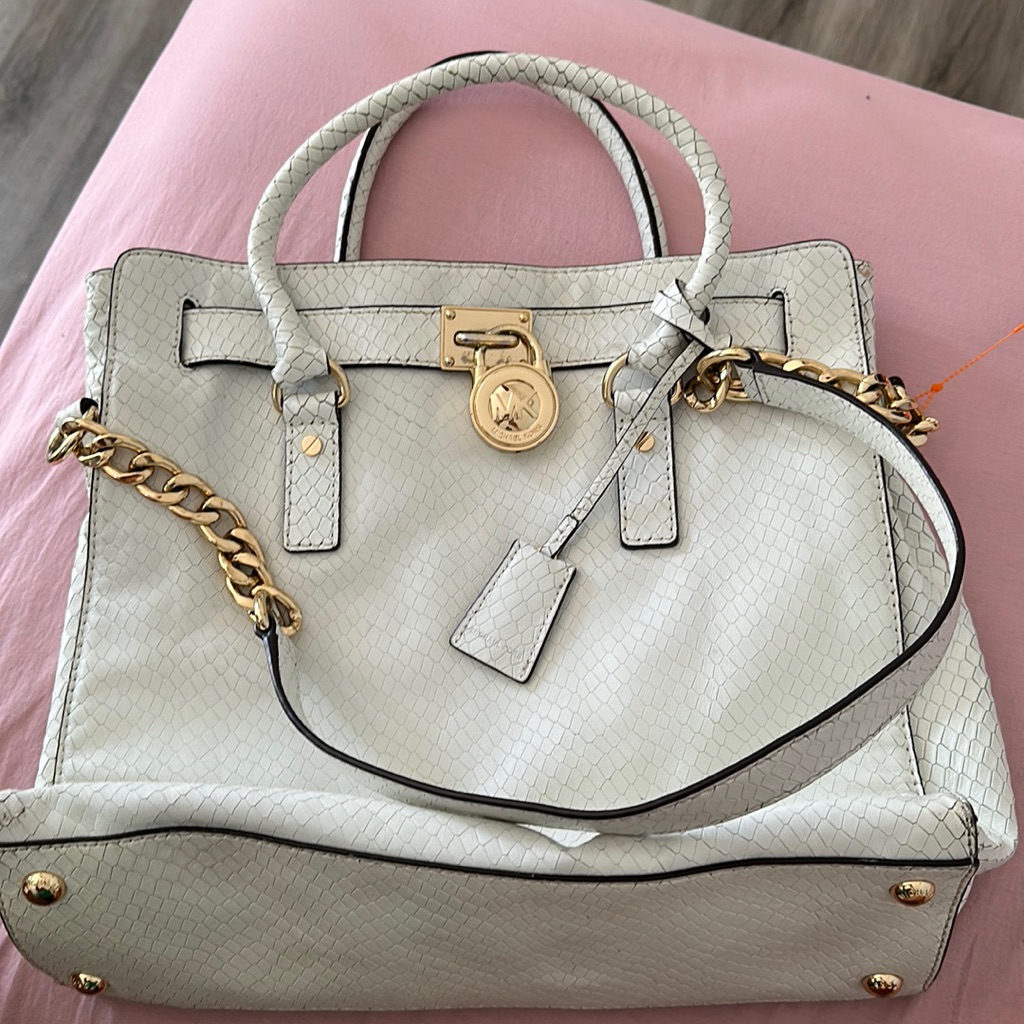 Michael Kors Hamilton White Python Bag